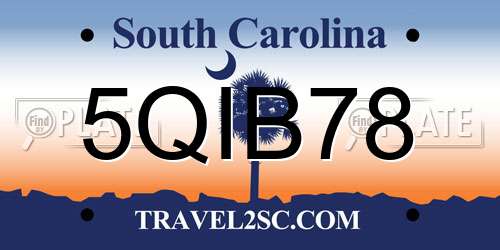 5QIB78 South Carolina License Plate
