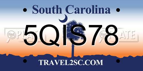 5QIS78 South Carolina License Plate