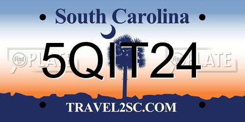 5QIT24 South Carolina License Plate