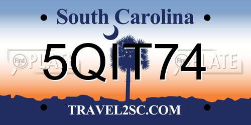 5QIT74 South Carolina License Plate