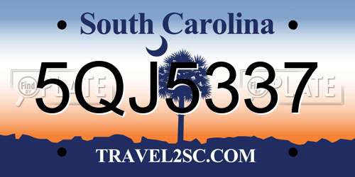 5QJ5337 South Carolina License Plate