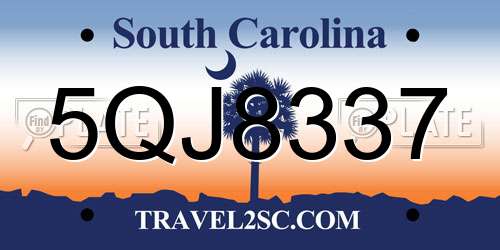 5QJ8337 South Carolina License Plate