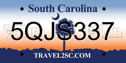 5QJS337 South Carolina License Plate