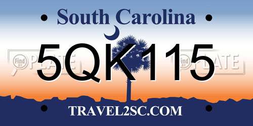 5QK115 South Carolina License Plate