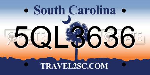 5QL3636 South Carolina License Plate