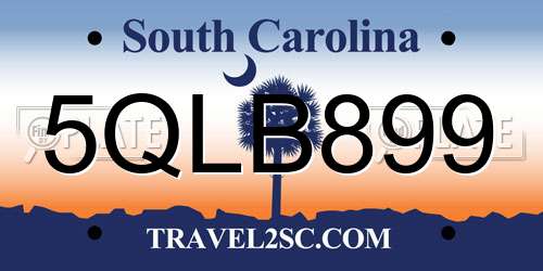 5QLB899 South Carolina License Plate