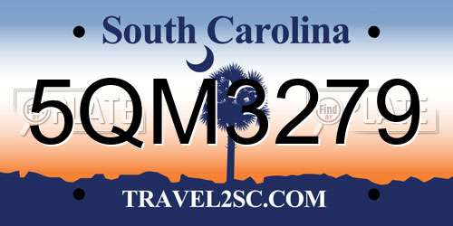 5QM3279 South Carolina License Plate