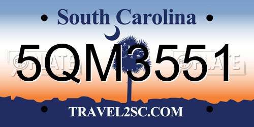5QM3551 South Carolina License Plate