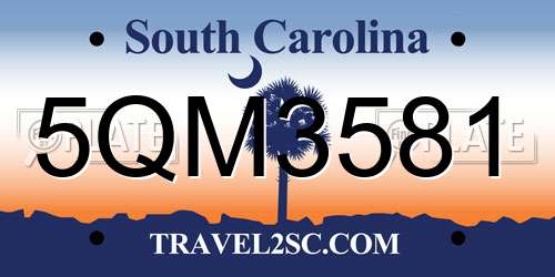 5QM3581 South Carolina License Plate