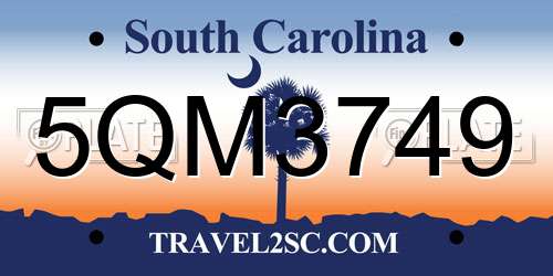 5QM3749 South Carolina License Plate