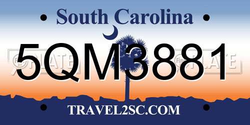 5QM3881 South Carolina License Plate