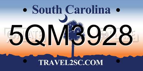 5QM3928 South Carolina License Plate