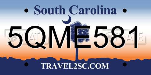 5QME581 South Carolina License Plate