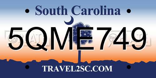 5QME749 South Carolina License Plate
