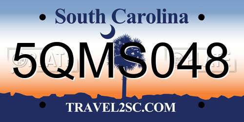 5QMS048 South Carolina License Plate