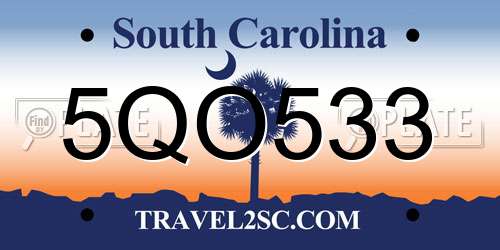 5QO533 South Carolina License Plate