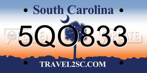 5QO833 South Carolina License Plate