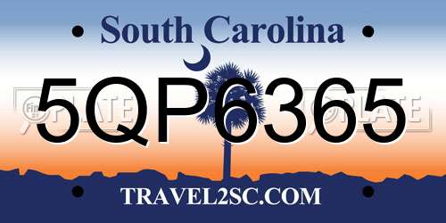 5QP6365 South Carolina License Plate