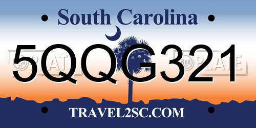5QQG321 South Carolina License Plate