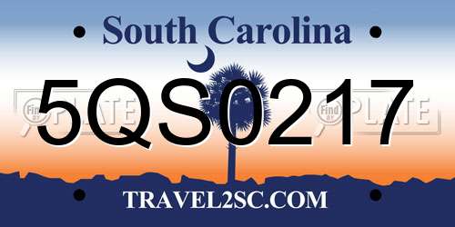 5QS0217 South Carolina License Plate