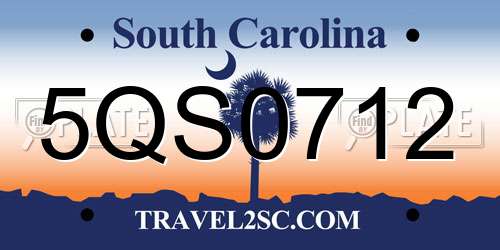 5QS0712 South Carolina License Plate