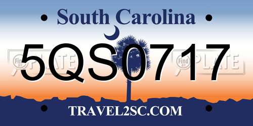 5QS0717 South Carolina License Plate