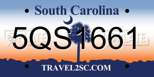 5QS1661 South Carolina License Plate
