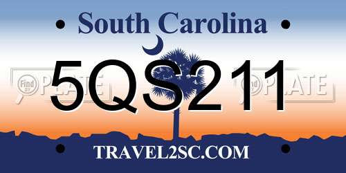 5QS211 South Carolina License Plate
