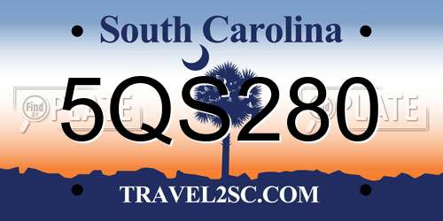 5QS280 South Carolina License Plate