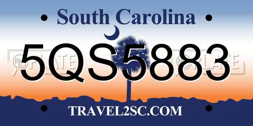 5QS5883 South Carolina License Plate