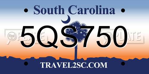 5QS750 South Carolina License Plate