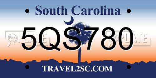 5QS780 South Carolina License Plate