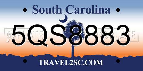 5QS8883 South Carolina License Plate