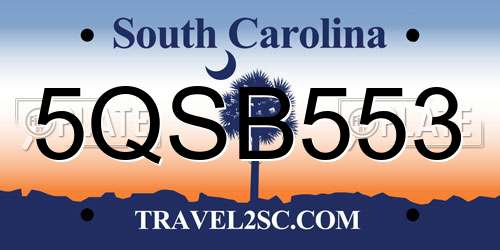 5QSB553 South Carolina License Plate