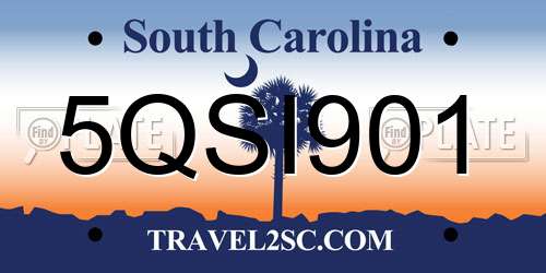 5QSI901 South Carolina License Plate