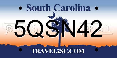 5QSN42 South Carolina License Plate