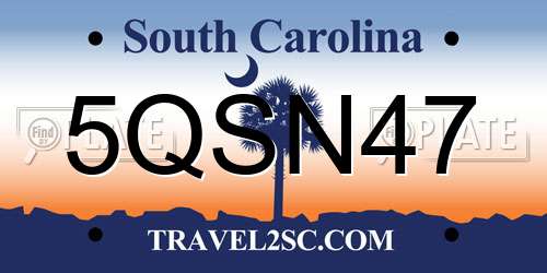 5QSN47 South Carolina License Plate