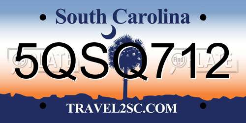5QSQ712 South Carolina License Plate