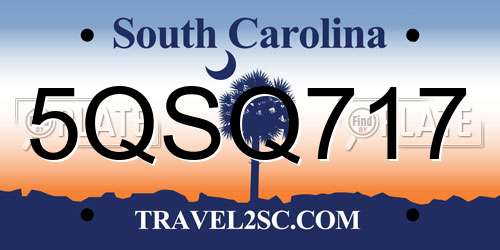 5QSQ717 South Carolina License Plate