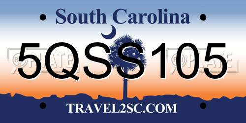 5QSS105 South Carolina License Plate