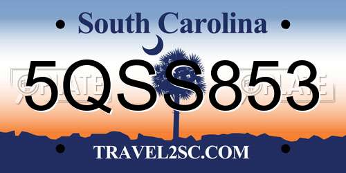 5QSS853 South Carolina License Plate