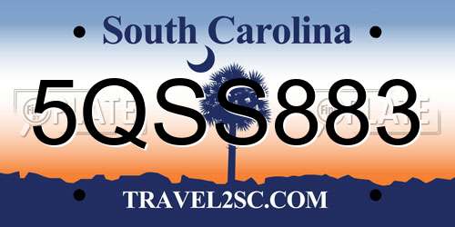 5QSS883 South Carolina License Plate