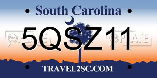 5QSZ11 South Carolina License Plate