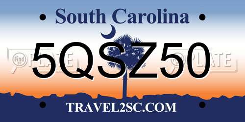 5QSZ50 South Carolina License Plate