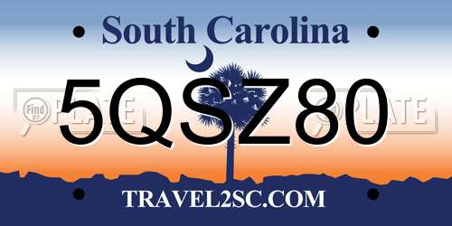 5QSZ80 South Carolina License Plate