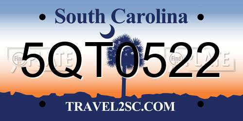 5QT0522 South Carolina License Plate
