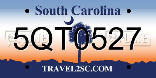 5QT0527 South Carolina License Plate