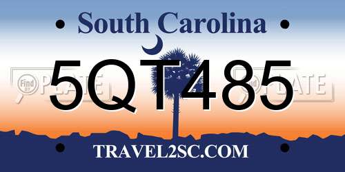 5QT485 South Carolina License Plate
