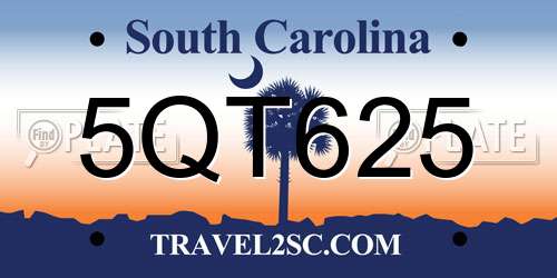 5QT625 South Carolina License Plate