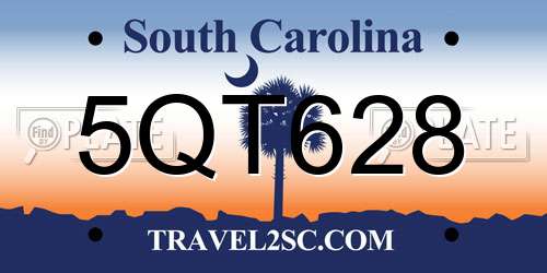 5QT628 South Carolina License Plate